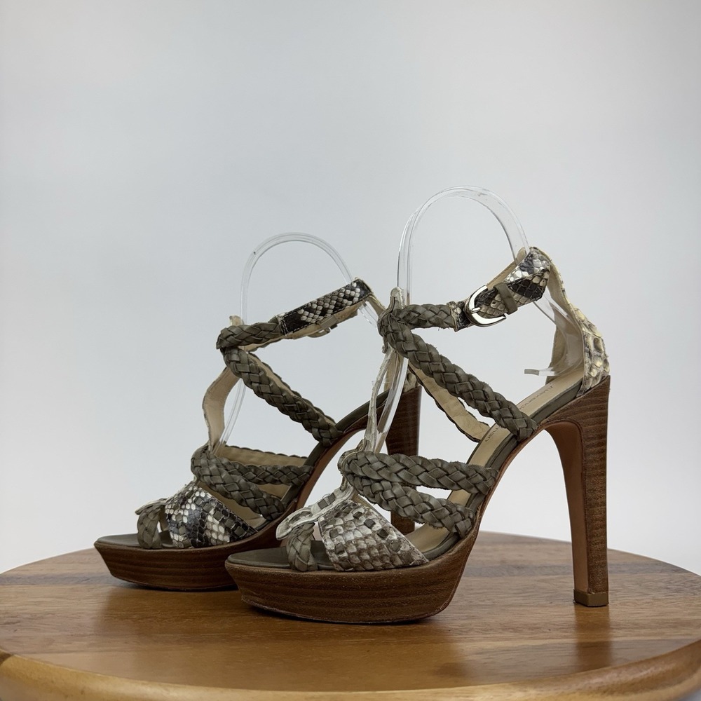 Womens Alexandre Birman Python Taupe Brown Leathe… - image 2